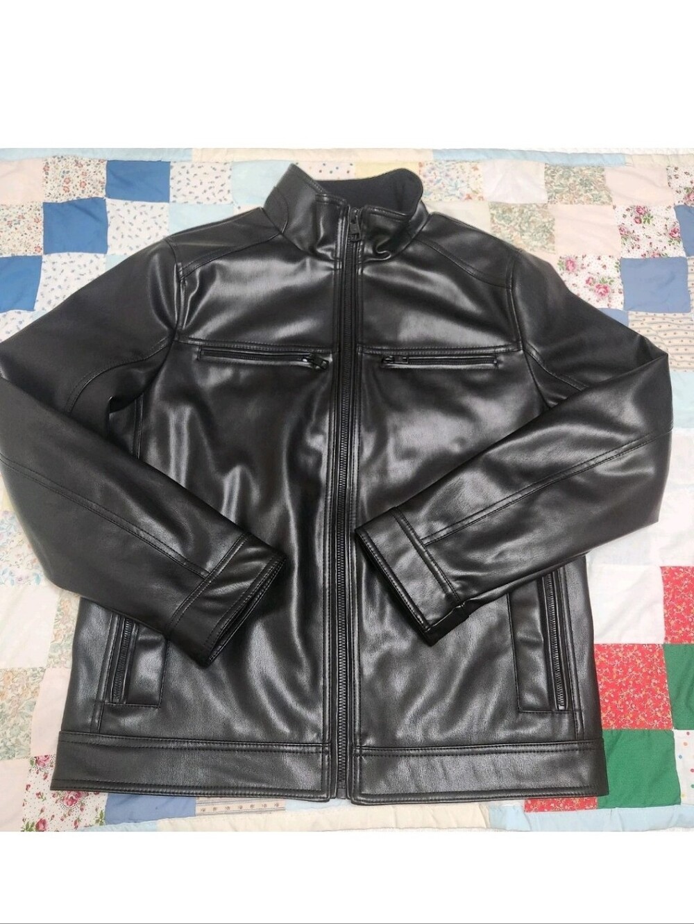 Calvin Klein Everday Essential Faux Leather Jacket M Moto Classic Capsule - Picture 2 of 14